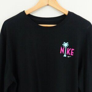 Nike Sportswear Palm Tree Long Sleeve Tee XL Black Pink Blue Miami Vice Style